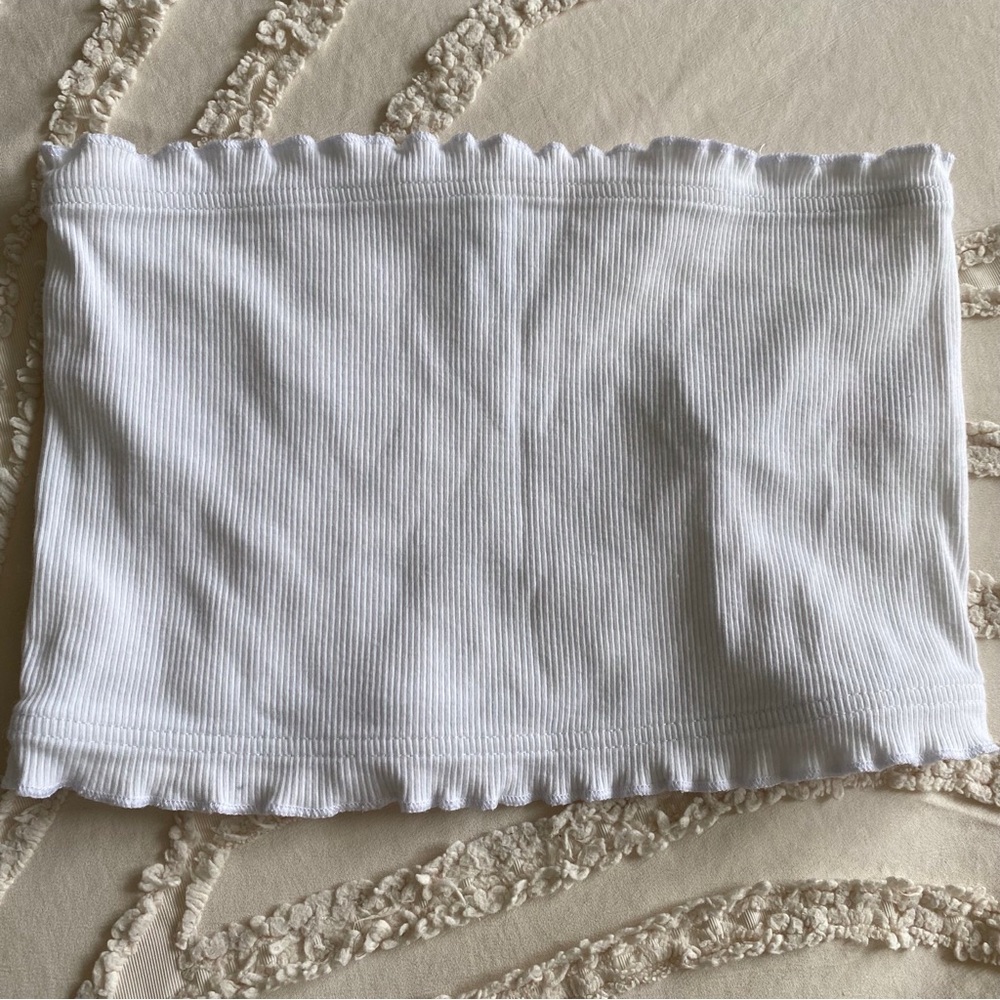 Girls' White Ribbed Tube Top